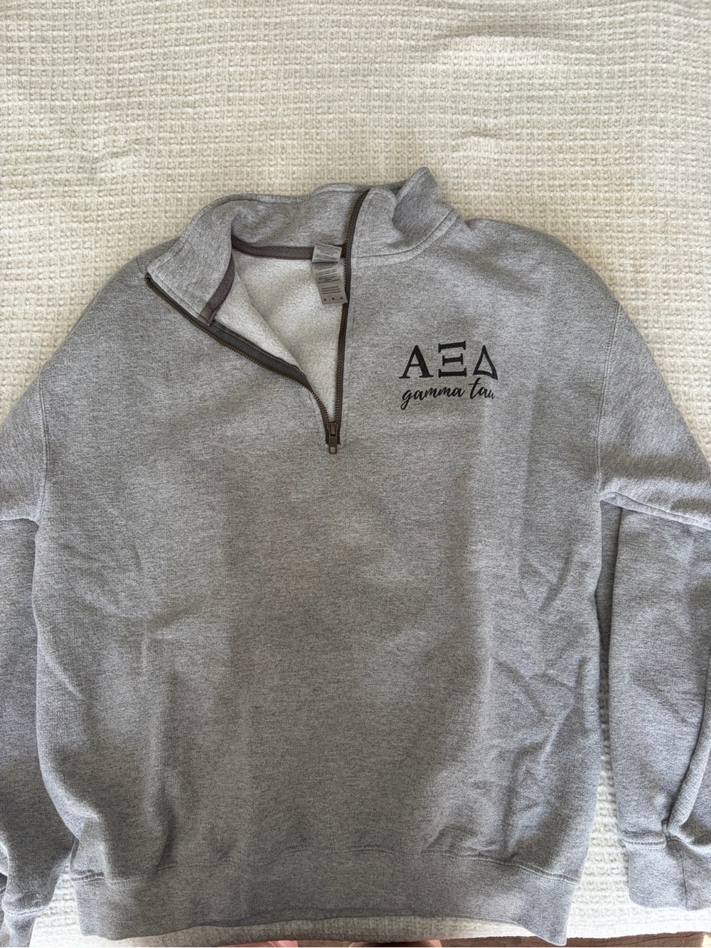 Alpha Xi Delta Quarter-Zip Sweater - Gray